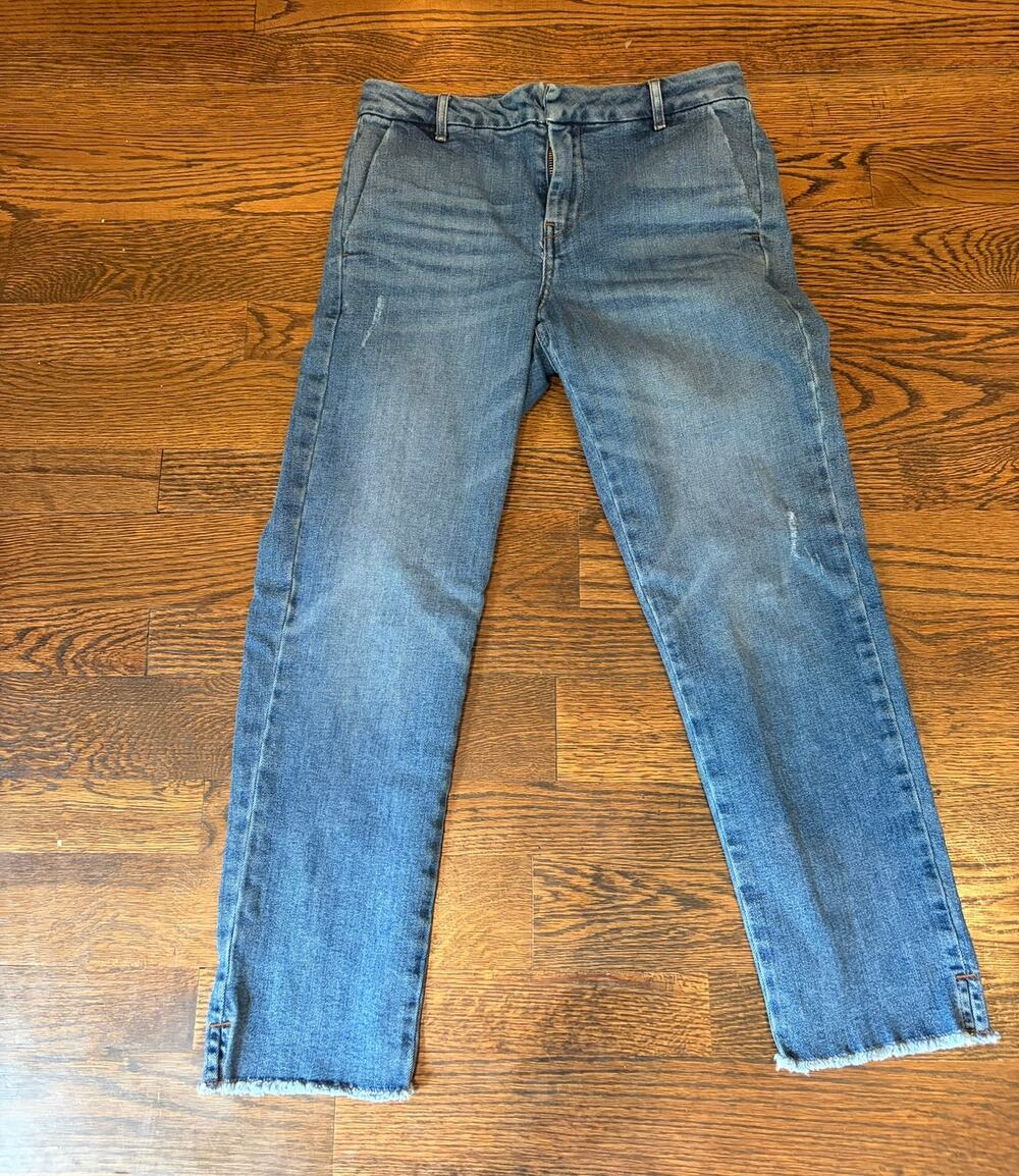 Sundry Flat Front Cropped Trouser like Jeans with embroided Love & Red Heart